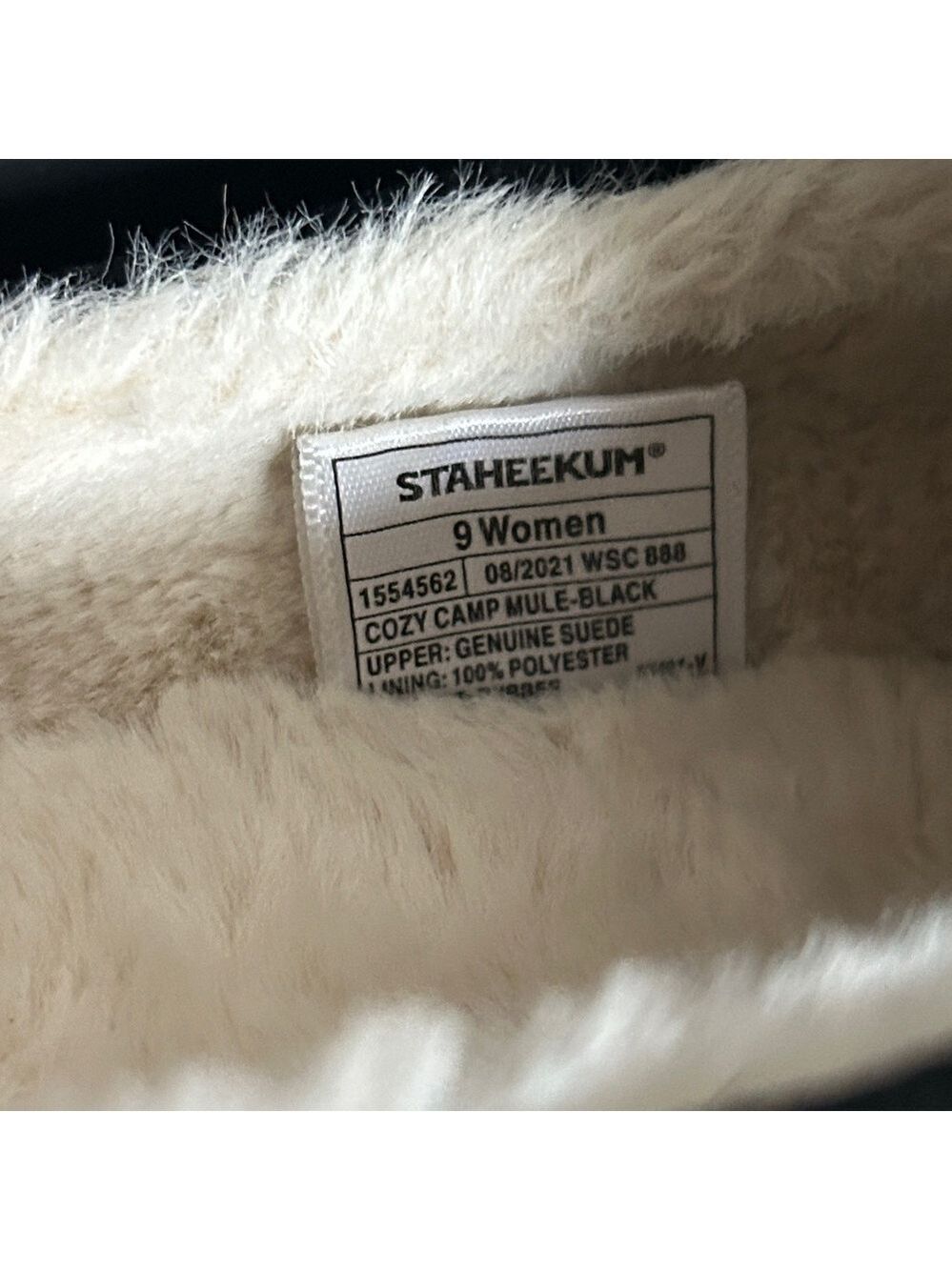 Staheekum Women's Cozy Camp Mules in Black Suede and Faux Fur Lining Size 9 - Picture 10 of 11